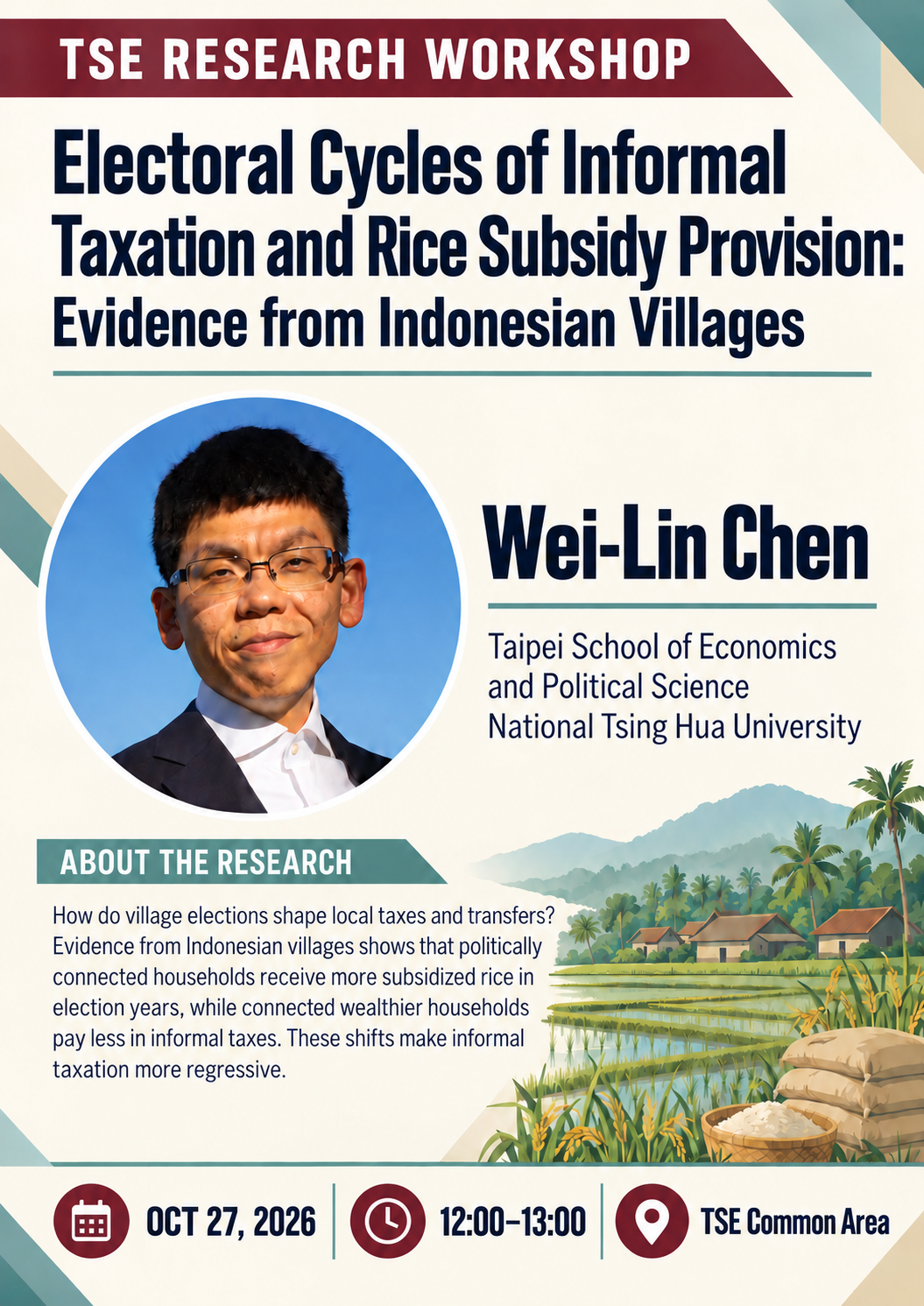 Fall 2026 Research Workshop | Electoral Cycles of Informal Taxation and Rice Subsidy Provision: Evidence from Indonesian Villages