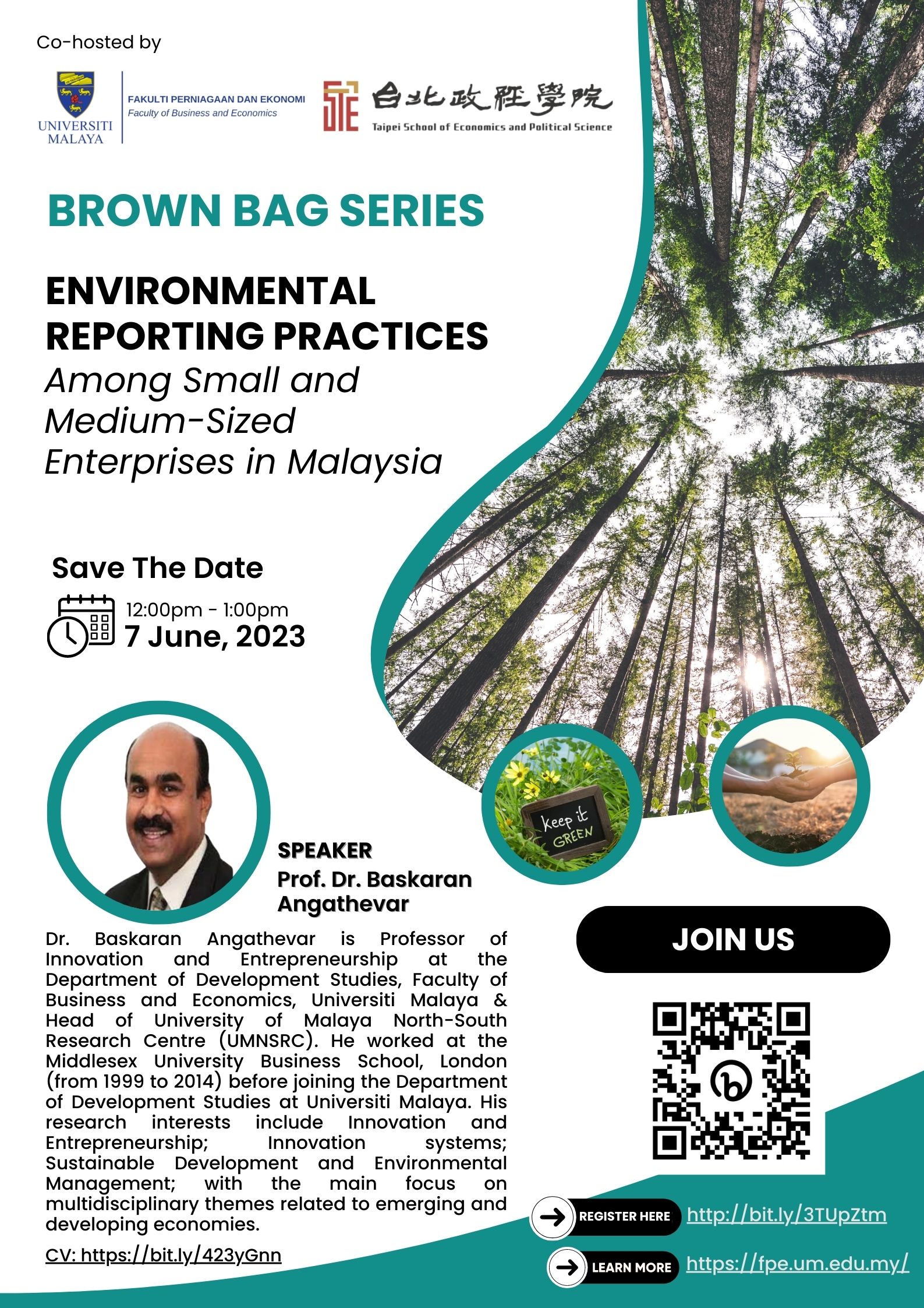 Brown Bag Series: June 7th "Environmental Reporting Practices Among Small and Medium-Sized Enterprises in Malaysia"