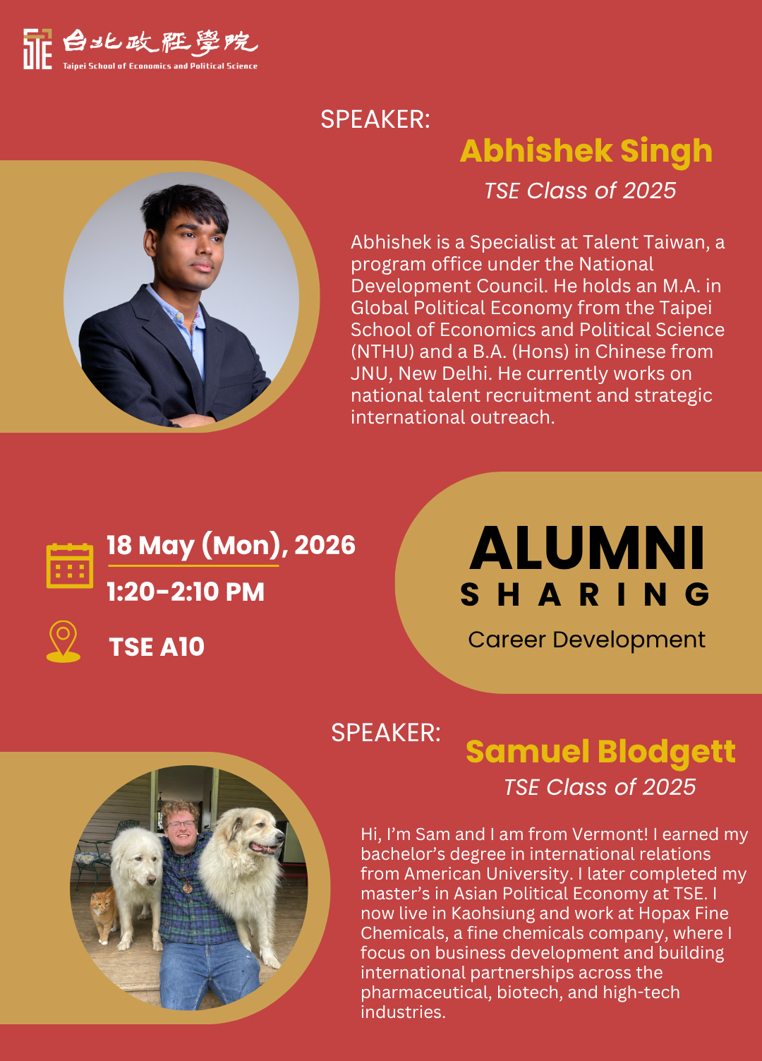 TSE Spring Career Development | Alumni Sharing: Abhishek Singh and Samuel Blodgett