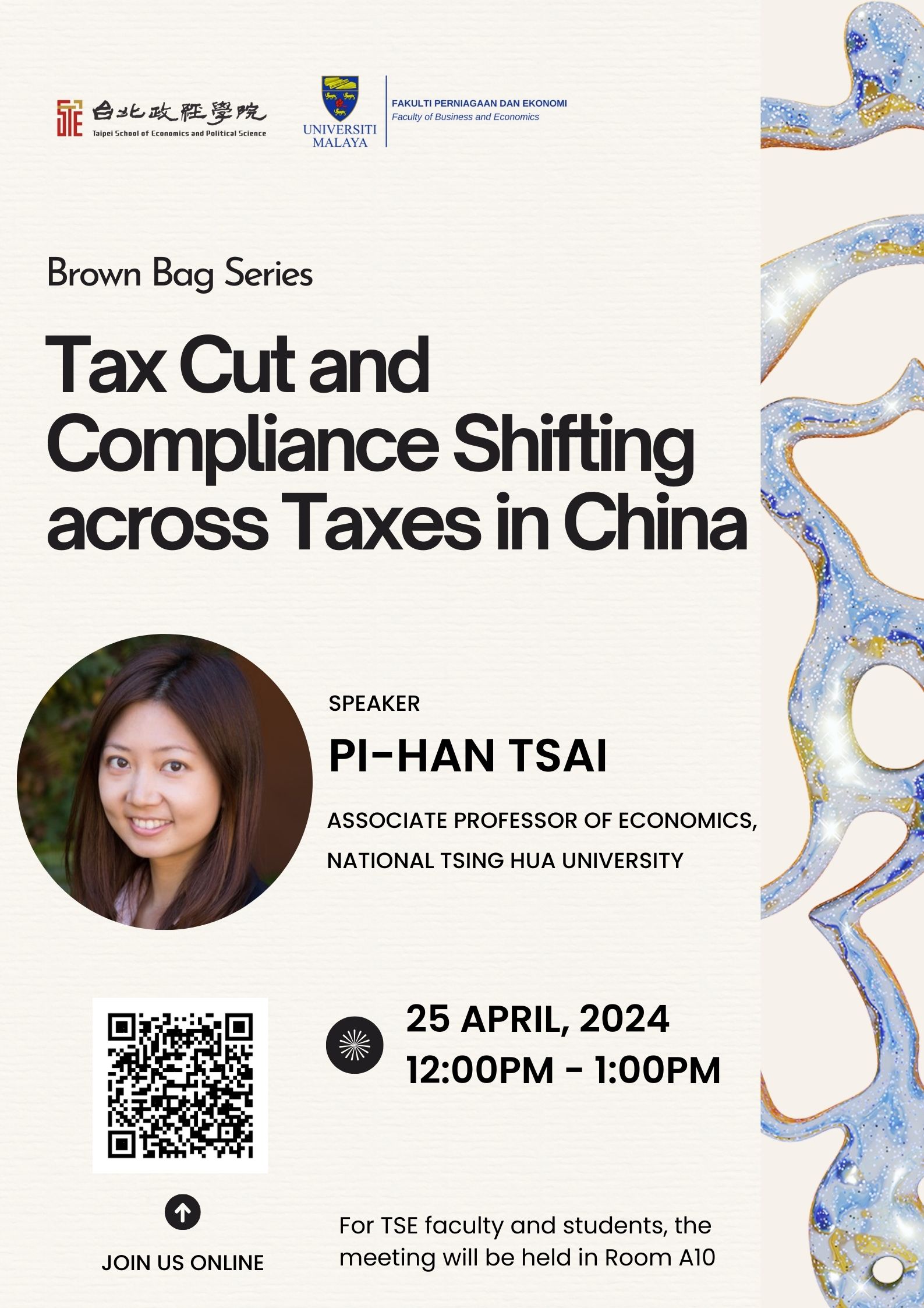 Brown Bag Series: April 25 "Tax Cut and Compliance Shifting across Taxes in China''